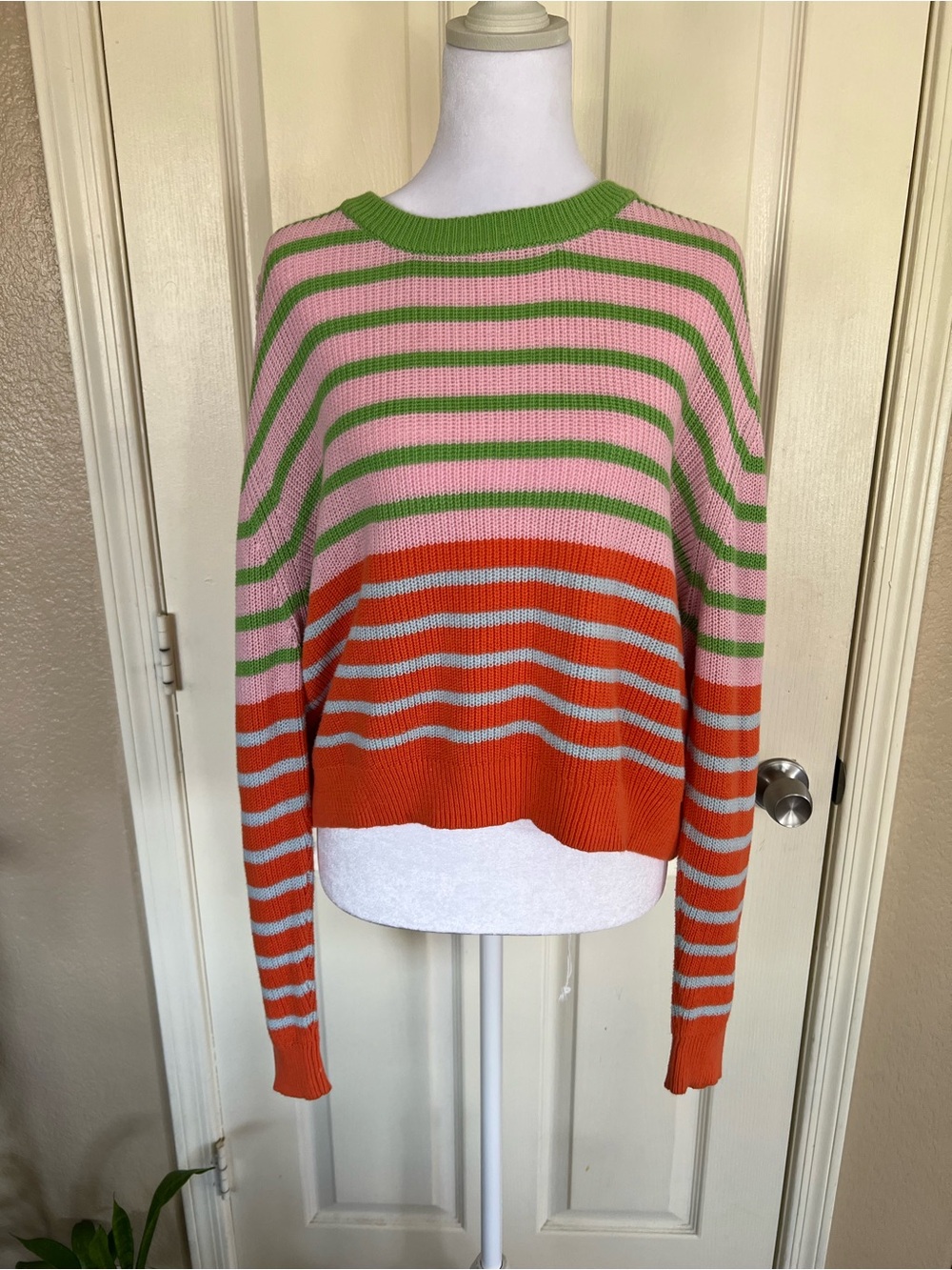 Cotton On Colorblock Striped Cotton Sweater L